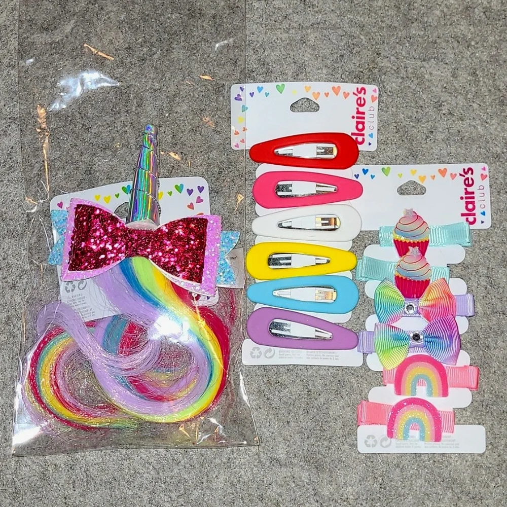 Claire's Lot Of 3 Girl's Hair Accessories Sets! 🌈 🦄 Colorful NWT's!!
